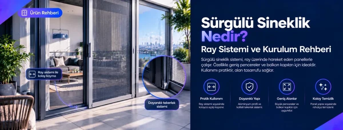 Sürgülü sineklik ray sistemi yatay pencere montajı